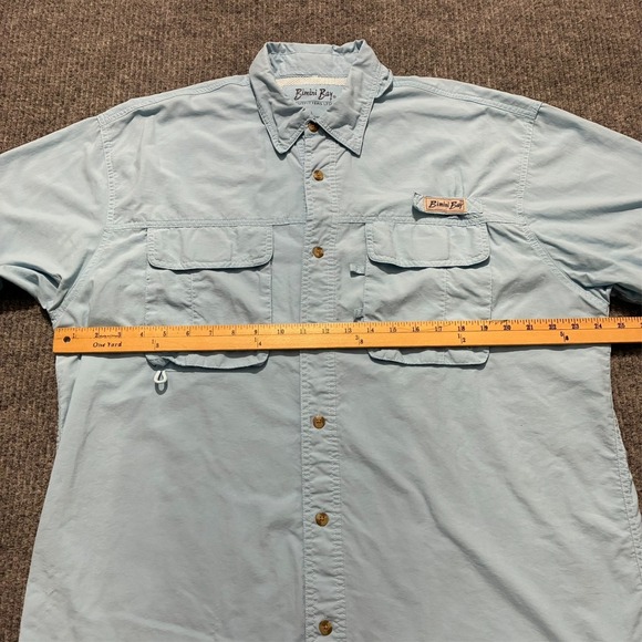 Bimini Bay Outfitter Mens Button Up Shirt L Blue Vented Fishing Short Sleeve - Picture 4 of 8